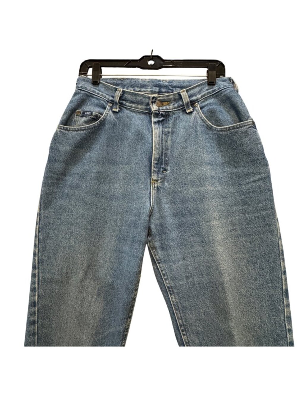 Vintage 1980s Lee Mom Jeans Size 12 High Waisted V -Shaped Yoke Tapered Leg - Picture 4 of 10